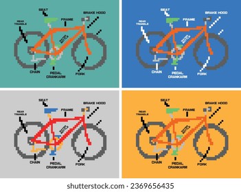 pixel bicycle vector art drawing