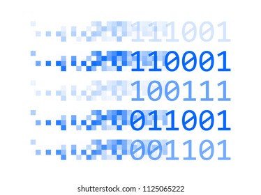 Pixel Binary Concept. Artificial Intelligence Background. Vector Illustration.