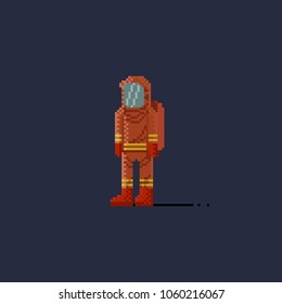 Pixel biohazard suit. 8bit art vector illustration.