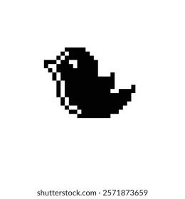 pixel bird icon. Vector pixel art 8 bit for game company logo template