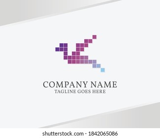 plantilla de logotipo de píxel bird para aplicación o cualquier marca digital y compañía futurista