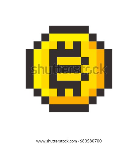 Pixel bitcoin crypto currency blockchain golden coin