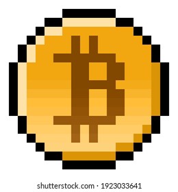 Pixel Bitcoin Gaming Coin (vector)