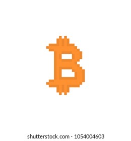 Pixel bitcoin logo for games and websites