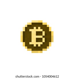 Pixel bitcoin logo for games and websites