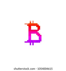 Pixel bitcoin logo for games and websites