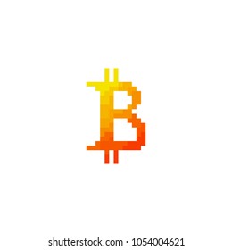 Pixel bitcoin logo for games and websites