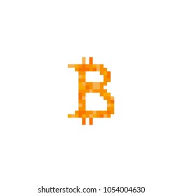 Pixel bitcoin logo for games and websites