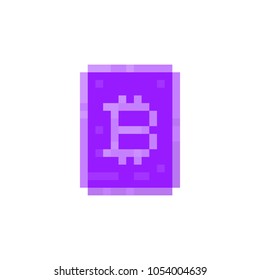 Pixel bitcoin logo for games and websites