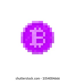 Pixel bitcoin logo for games and websites