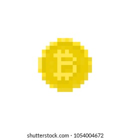 Pixel bitcoin logo for games and websites