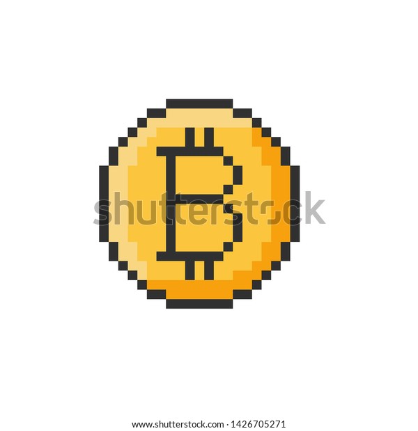 Pixel Bitcoin On Isolated White Background Stock Vector Royalty Free