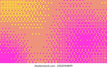 Pixel bitmap texture pattern. Geometric pixel pattern. Abstract bitmap retro design in neon colors. Vector illustration