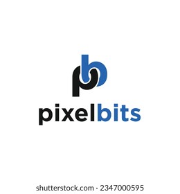 Letra pixel bits símbolos del logotipo letra pb