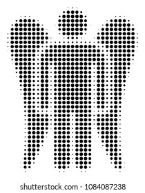 Pixel black angel icon. Vector halftone concept of angel symbol organized with round points.