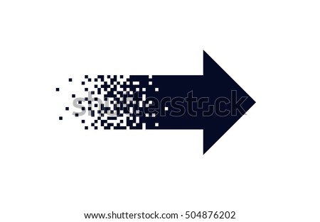 Pixel black arrow Isolated element on white background Gradient design Vector illustration for website, logo