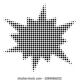 Pixel black bang icon. Vector halftone collage of bang icon organized of round pixels.