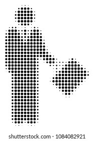 Pixel black businessman icon. Vector halftone collage of businessman pictogram created from spheric points.