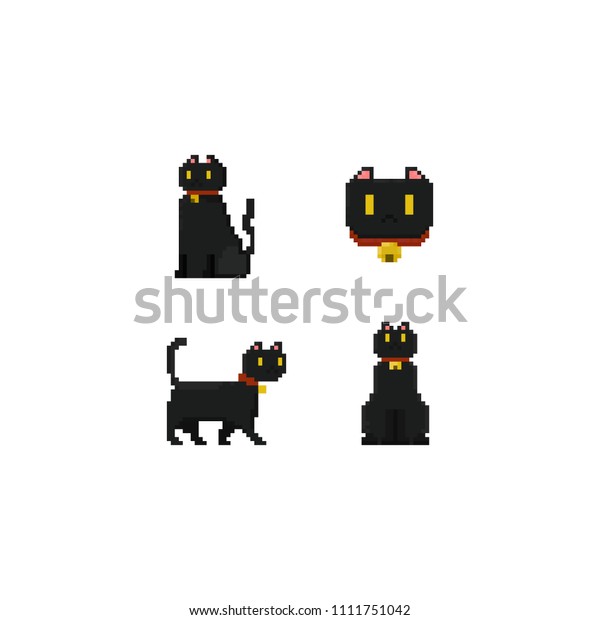 Pixel Black Cat8 Bit Stock Vector (Royalty Free) 1111751042 | Shutterstock