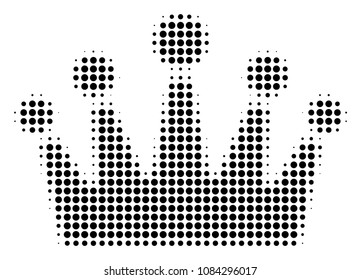 Pixel black crown icon. Vector halftone concept of crown symbol constructed from round points.