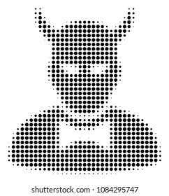 Pixel black devil icon. Vector halftone collage of devil symbol made with circle points.