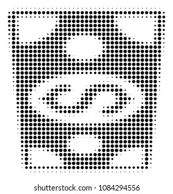 Pixel black dollar banknote icon. Vector halftone collage of dollar banknote icon designed with spheric points.