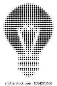 Pixel black electric bulb icon. Vector halftone concept of electric bulb icon constructed with spheric pixels.