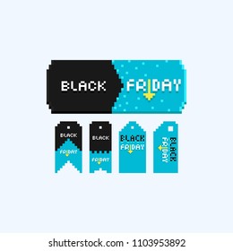 Pixel black friday banner.tag set.8 bit.