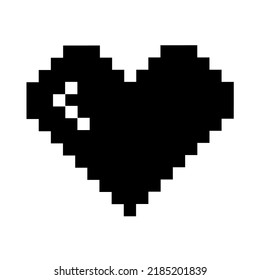 Pixel black heart for computer games. Life strip. Filling level of the heart. Health scale. Vector illustration.