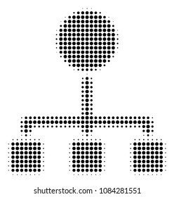 Pixel black hierarchy icon. Vector halftone composition of hierarchy symbol created of circle elements.