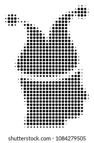 Pixel black joker icon. Vector halftone pattern of joker symbol formed of spheric items.
