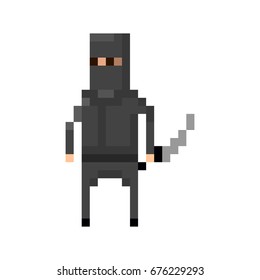 Pixel black ninja for games and applications