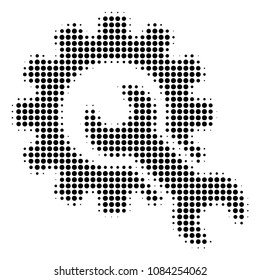 Pixel black service tools icon. Vector halftone collage of service tools pictogram combined with round items.