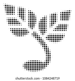 Pixel black sprout icon. Vector halftone concept of sprout symbol composed from circle points.