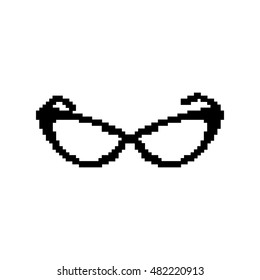 Pixel black and white glasses. Vector illustration. White background