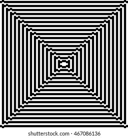 Pixel black and white ornament. Pixel geometric. Vector illustration