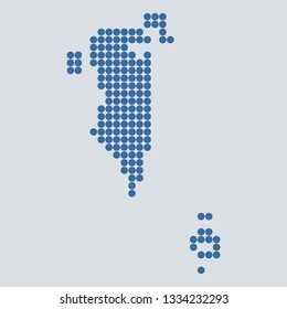 Pixel blue dot map on gray background of map of Bahrain symbol for your web site design map logo, app, ui, Travel vector eps10, concept Illustration.