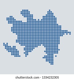 Pixel blue dot map on gray background of map of Azerbaijan symbol for your web site design map logo, app, ui, Travel vector eps10, concept Illustration.