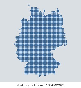 Pixel blue dot map on gray background of map of Germany symbol for your web site design map logo, app, ui, Travel vector eps10, concept Illustration.