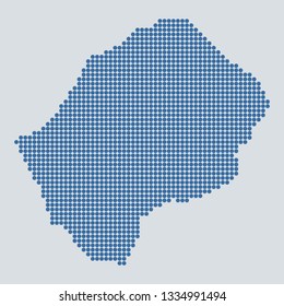 Pixel blue dot map on gray background of map of Lesotho symbol for your web site design map logo, app, ui, Travel vector eps10, concept Illustration. 