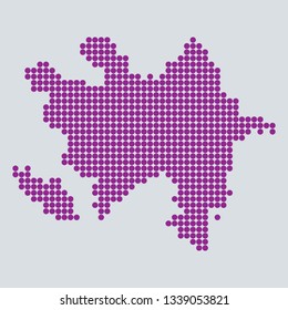 Pixel blue dot map on gray background of map of Azerbaijan symbol for your web site design map logo. Purple map of Asia. app, ui, Travel vector eps10, concept Illustration