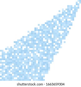 Pixel blue ray. Blue and white pixel background.  Abstract digital vector Illustration. Retro technology design.