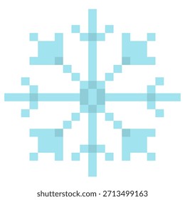 Pixel Blue Snowflake Winter Icon