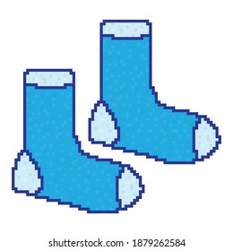 Pixel blue socks.Textile socks. Vector