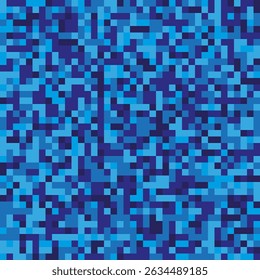 Pixel blue surface. Digital square pattern. Vector cool color grid. Seamless tech background.