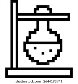 Pixel Boiling Flask icon vector, crafted with a retro, 8-bit aesthetic. Ideal for digital science, gaming alchemy, chemistry concepts, or vintage educational graphics.