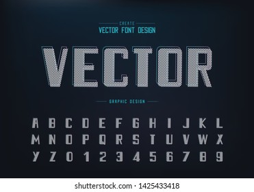 Pixel bold font and alphabet vector, typeface and number design, Graphic text on background