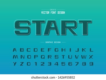 Pixel bold font and alphabet vector, Design typeface letter and number, Graphic text on background