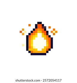 Pixel bonfire icon vector. Vector icon of flame on fireplace in pixel style. Bonfire in 8 bit style for games. Pixel fire. Bonfire vector. Vector illustration.