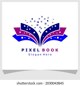 pixel book logo design template